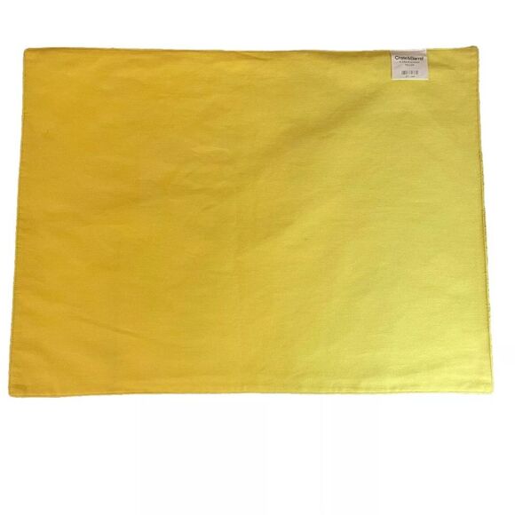 2 Crate & Barrel Yellow Placemats & Napkins Floral Stitched Spring Summer Cotton - Picture 3 of 9